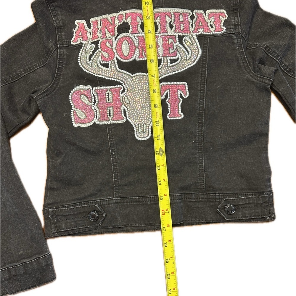 Morgan Wallen upcycled Black Denim Jean Jacket - Picture 3 of 6